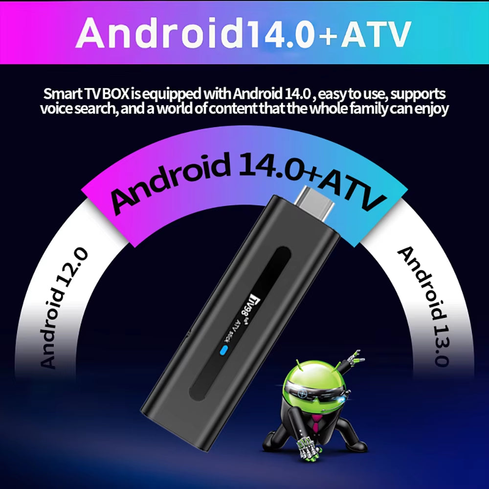 Mini TV Stick Android 14 Support 8K Video 4K Wifi 2.4G/5G Allwinner H313 Quad Core Cortex A53 Voice Remote Smart TV Box