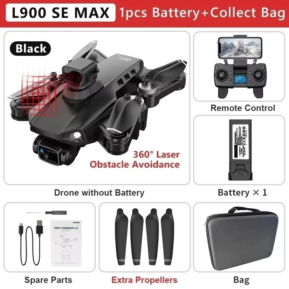 L900 Pro SE MAX GPS Drone 4K Professional Dual HD Camera 5G WIFI FPV 360° Obstacle Avoidance Brushless Rc Quadcopter Drones Toy