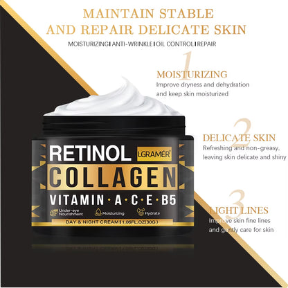 Collagen & Retinol Cream anti Aging Whitening Cream Face Moisturizer anti Wrinkle Day & Night Retinol Moisturizer Face Cream