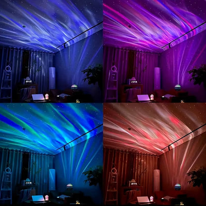 LED Starry Galaxy Projector Light RGB Smart Remote Control Star Aurora Lamp KTV USB Powered Auto Rotating for Home Bedroom Decor