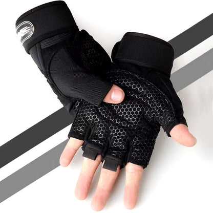 Gym Fitness Heavyweight Training Gloves Men Women Body Building Half Finger Non-Slip Gloves Wrist Support Weightlifting Sports