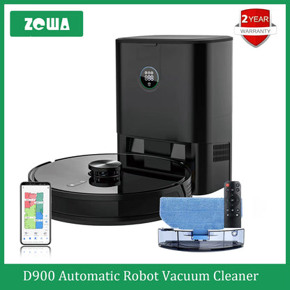 D900 Robot Vacuum Cleaner with Auto-Empty Dock, 6000PA Suction, Multi-Floor Maping, Customized Wet Dry Room Cleaning